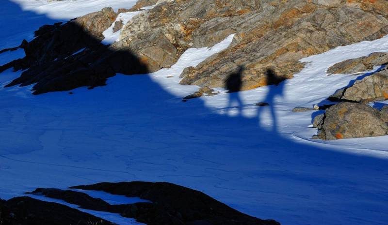 Alpinists Silhouette Snow